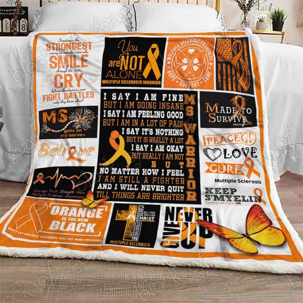 Multiple Sclerosis Warrior Sherpa Fleece Blanket