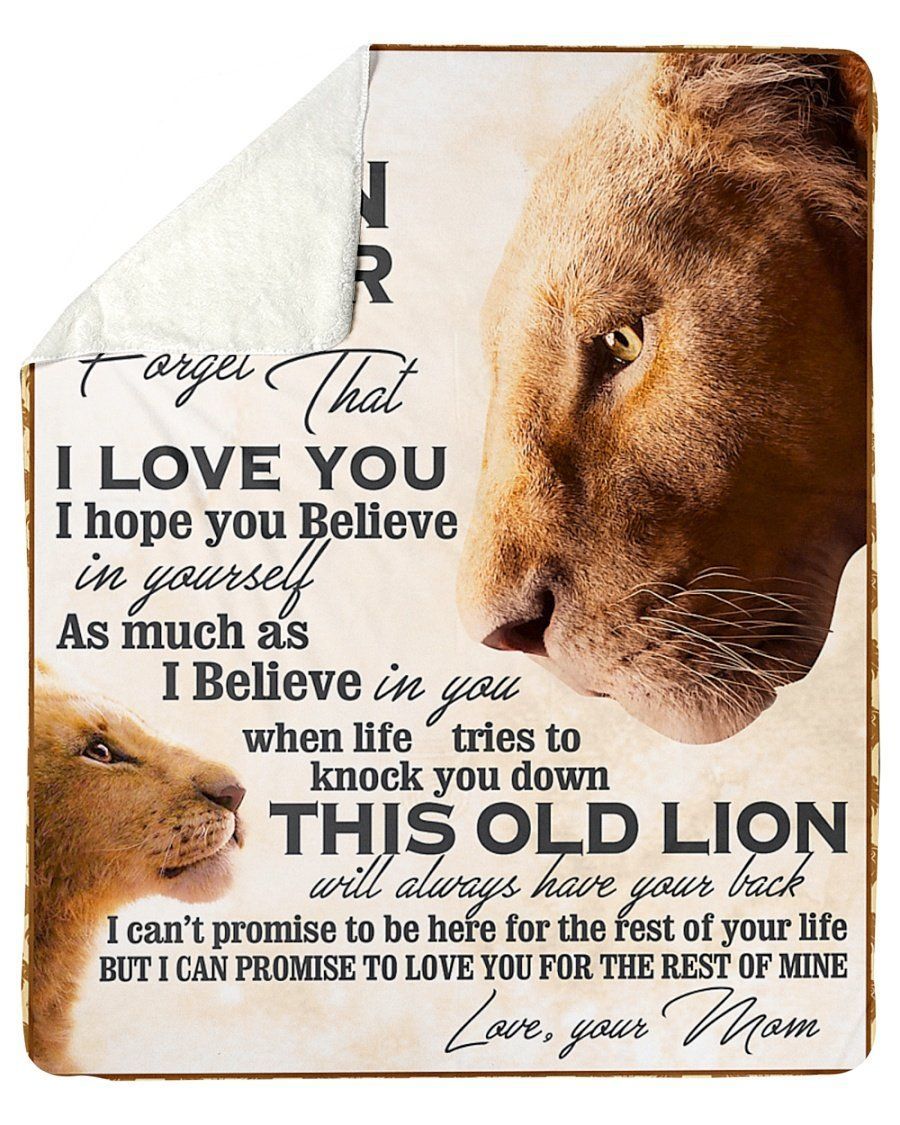 Mum To Son Fleece Blanket Lion Believe In Yourself Sherpa Blanket