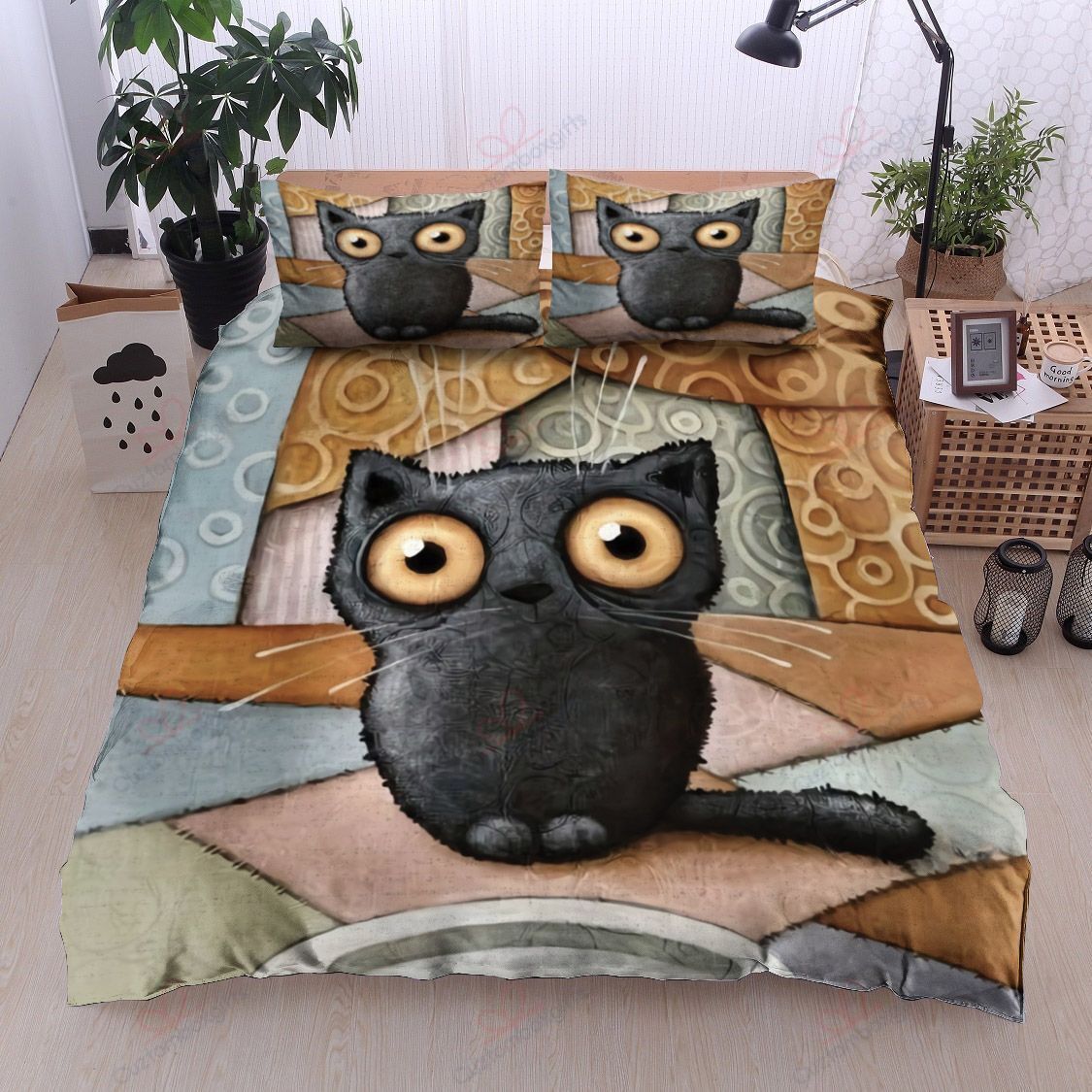 Mump Black Kitty Bedding Set
