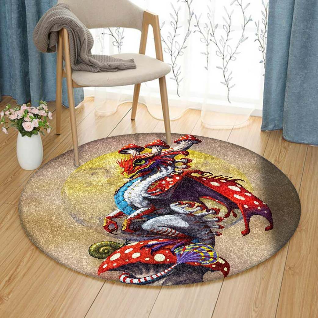 Mushroom Dragon Round Carpet