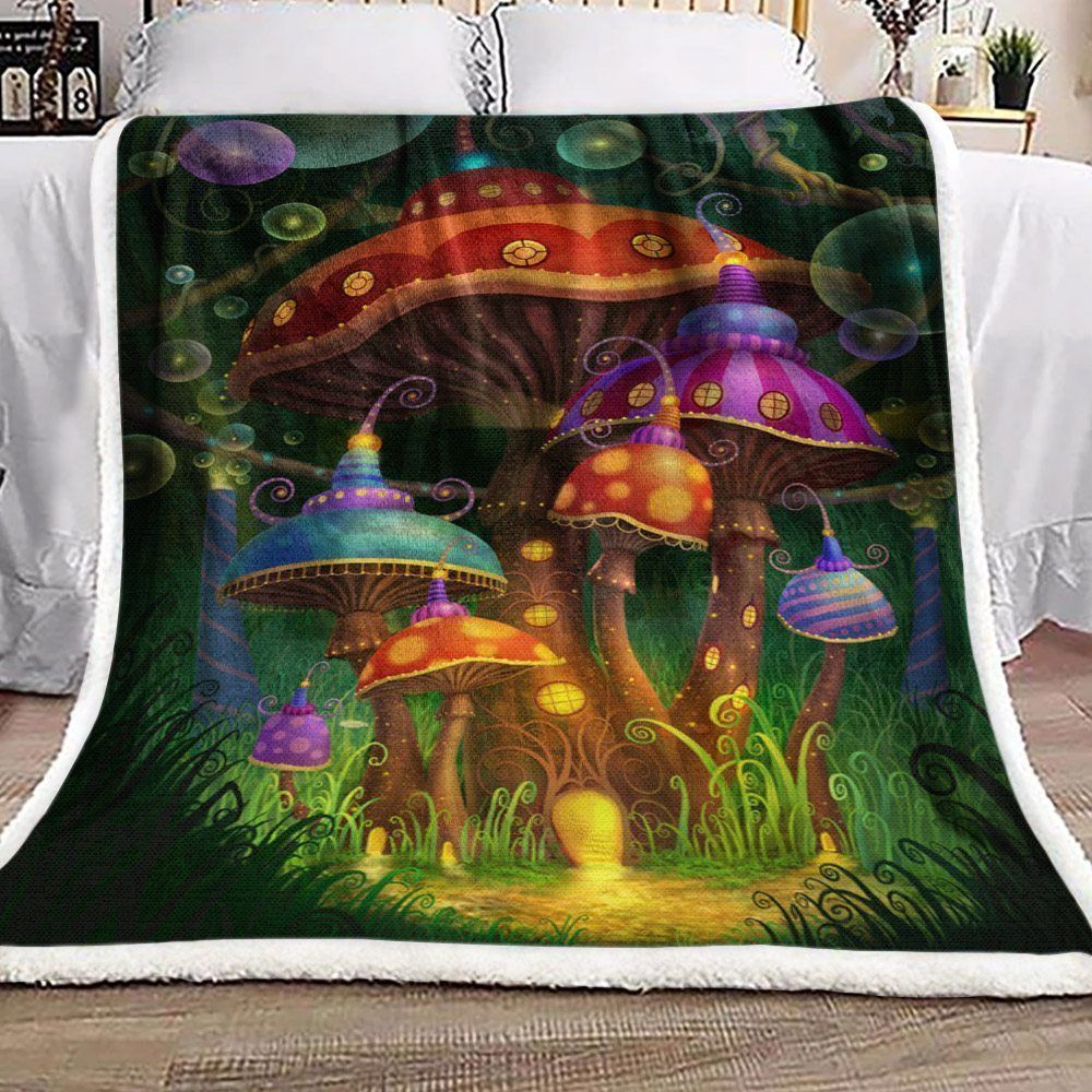 Mushroom Sherpa Fleece Blanket
