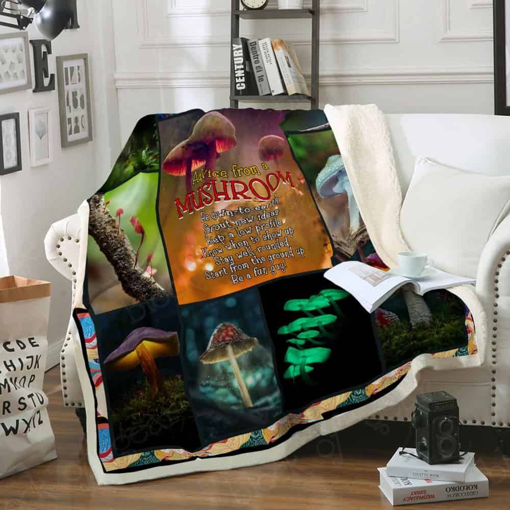 Mushroom Sherpa Fleece Blanket