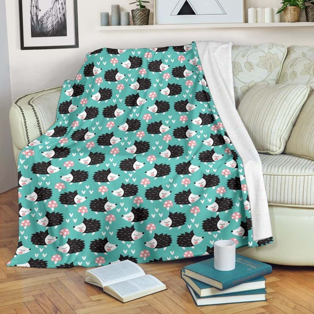 Mushroom Hedgehogs Sherpa Fleece Blanket