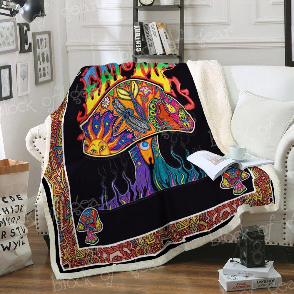 Mushroom Hippie Sherpa Fleece Blanket