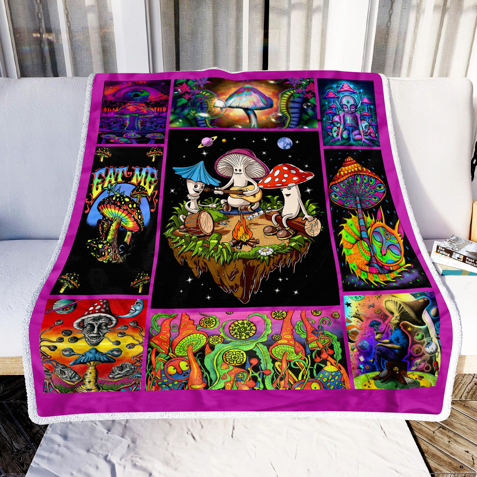 Mushroom Hippie Fleece Blanket