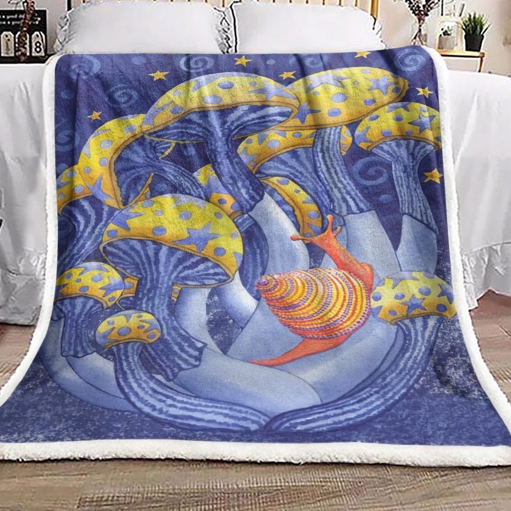 Mushroom Hippie Snail Sherpa Fleece Blanket