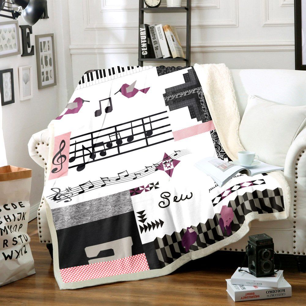 Music And Sewing Sherpa Fleece Blanket