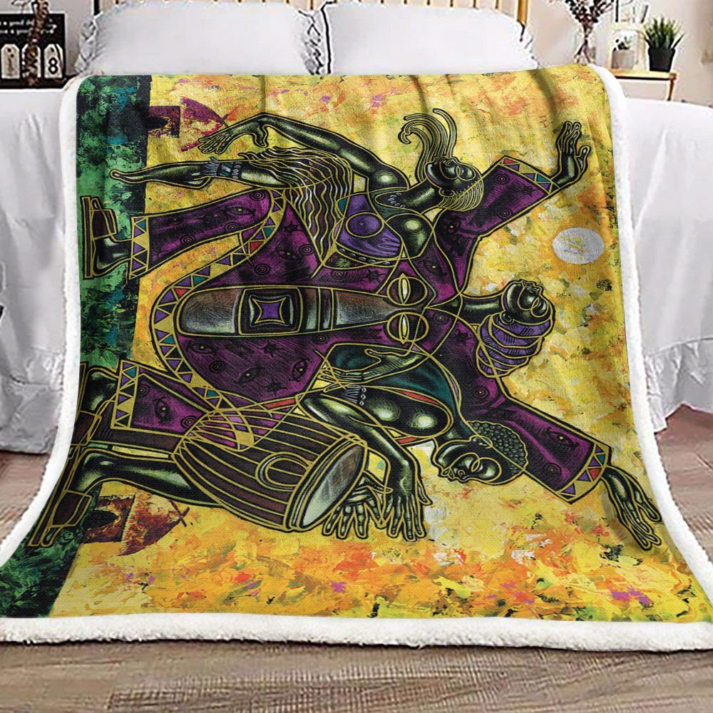 Music Black Woman Sherpa Fleece Blanket