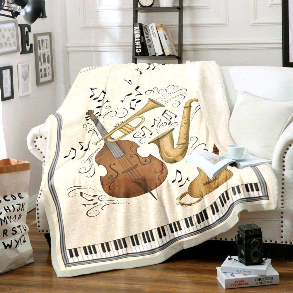 Music Brass And Stringed Instruments Sherpa Fleece Blanket