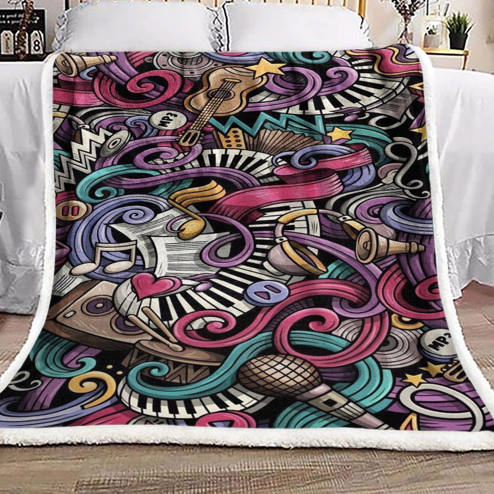 Music Sherpa Fleece Blanket