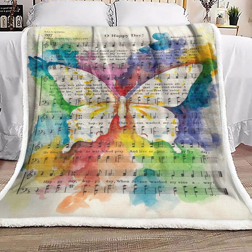 Music Butterfly Sherpa Fleece Blanket
