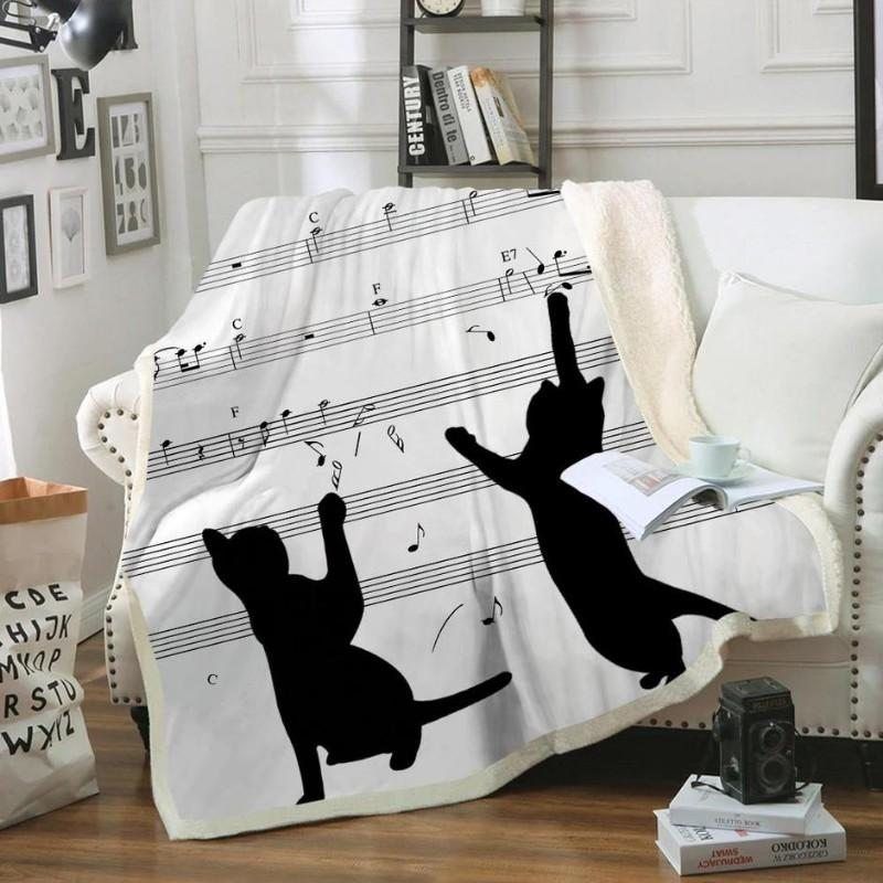 Music Cat Sherpa Fleece Blanket