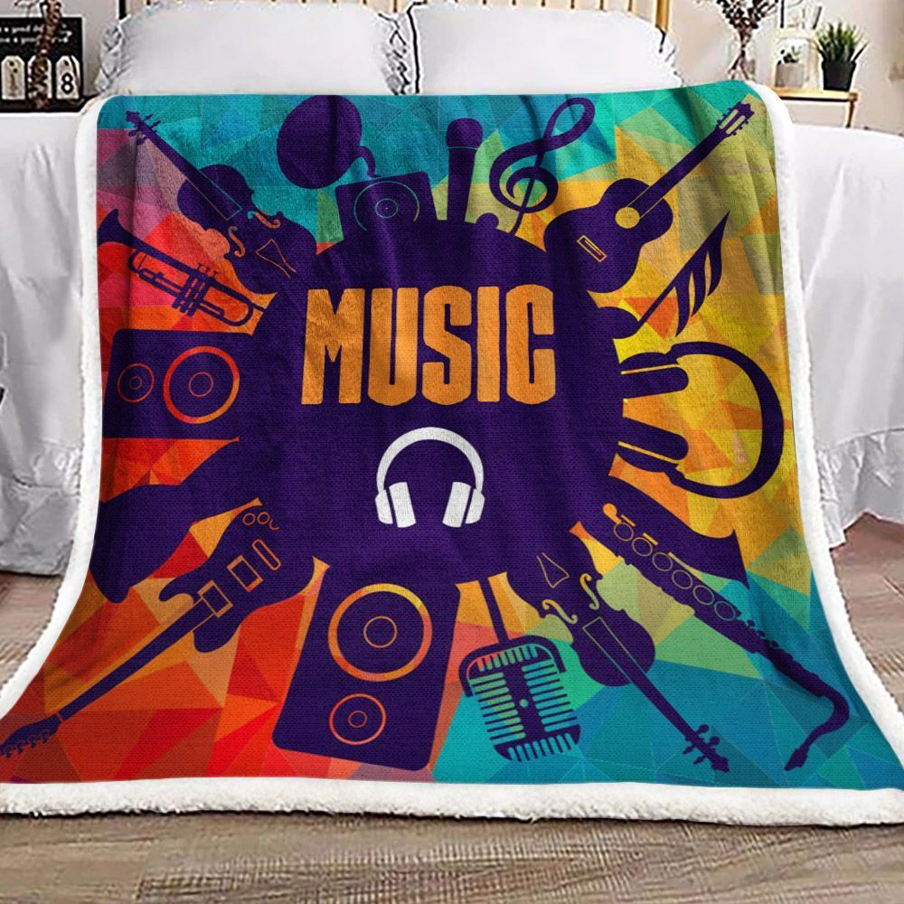 Music Color Sherpa Fleece Blanket