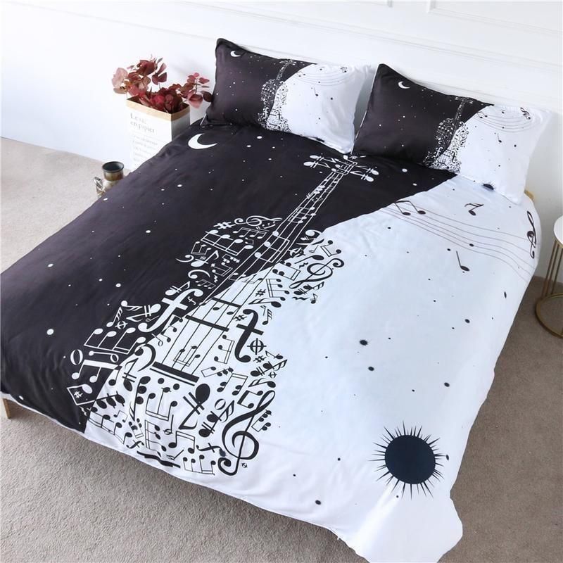 Music Day And Night Violin Bedding Set