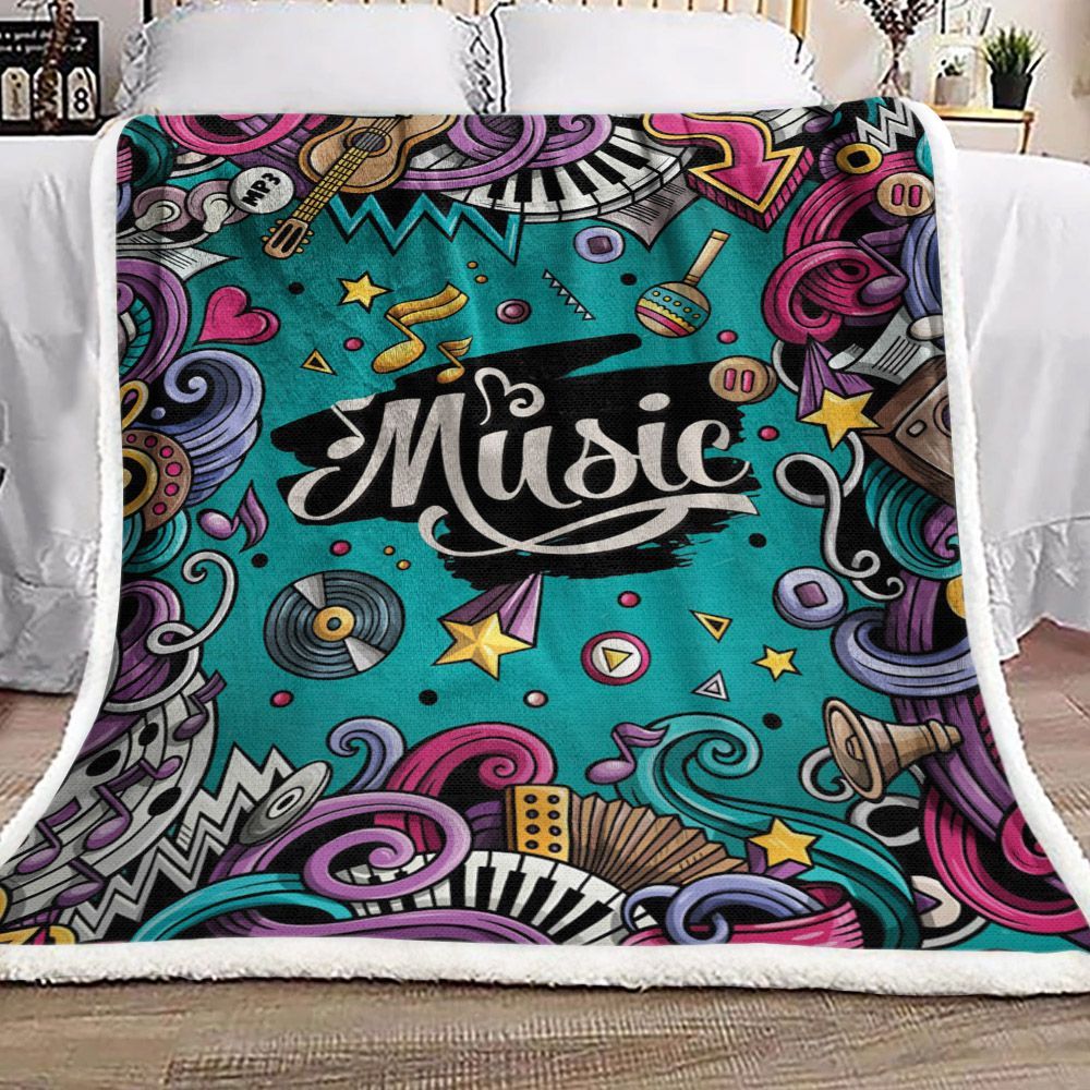 Music Doodle Sherpa Fleece Blanket