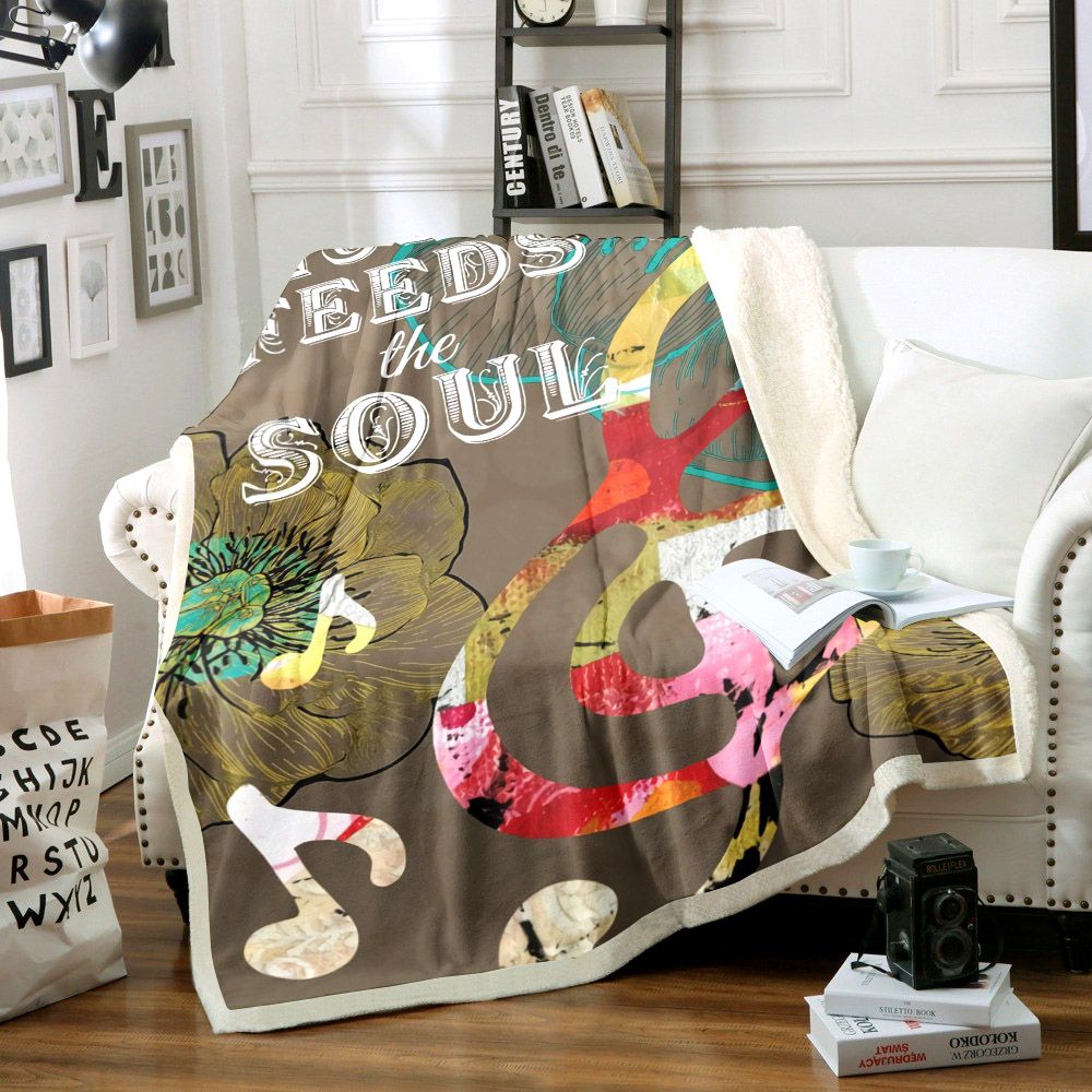 Music Feeds The Soul Sherpa Fleece Blanket