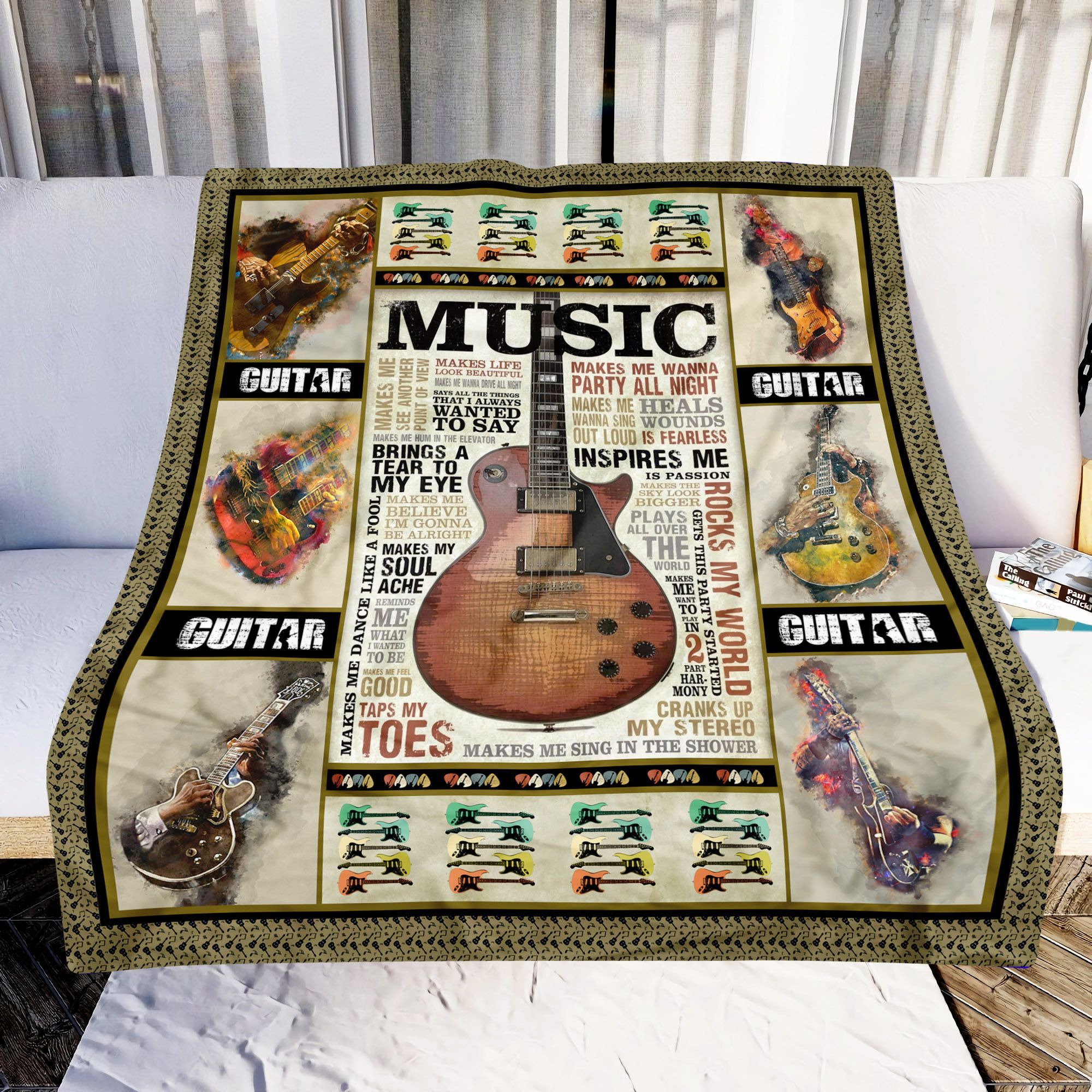 Music Guitar Art Sherpa Fleece Blanket