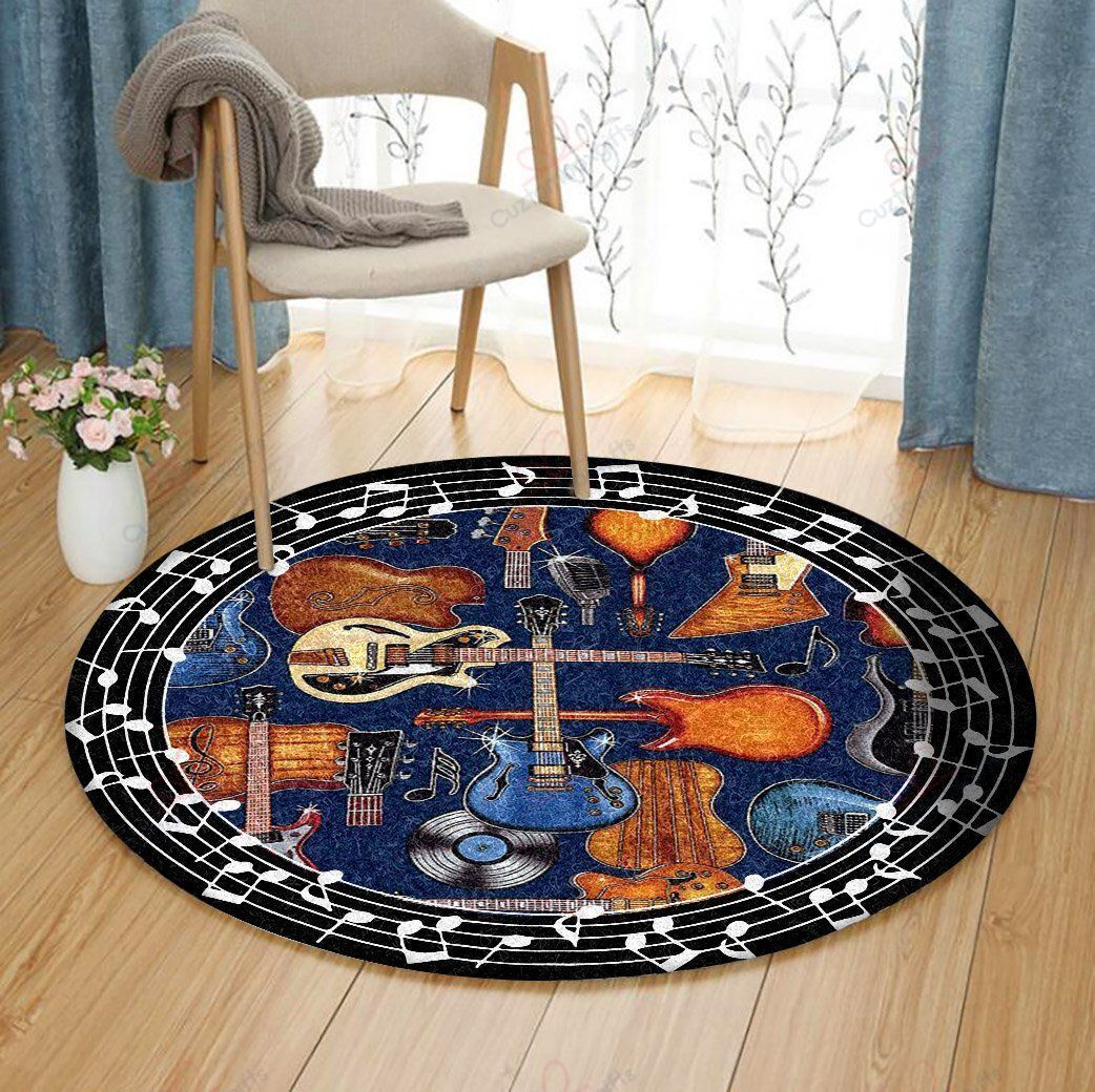 Music Guitar Round Carpet