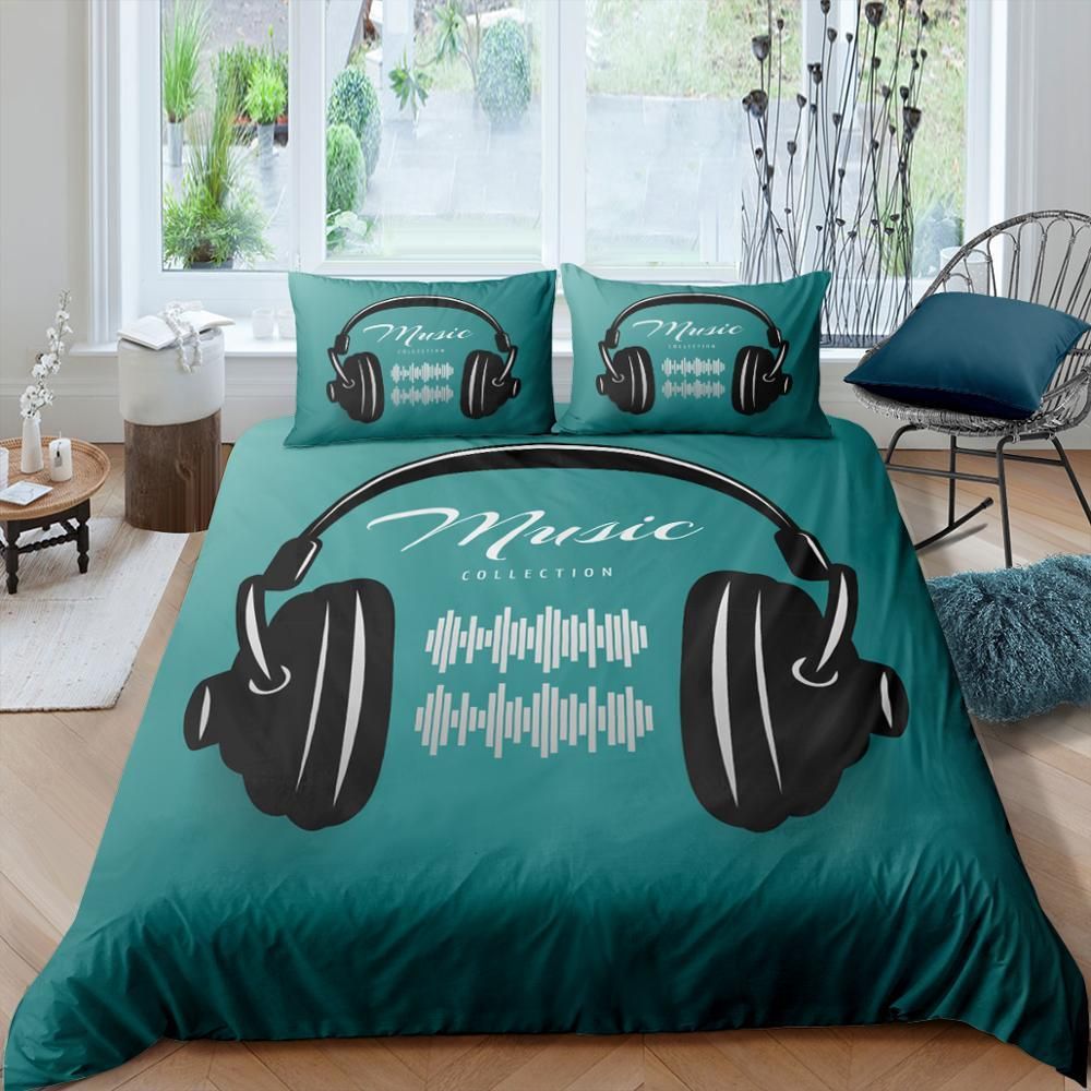 Music Headset Teal Bedding Set