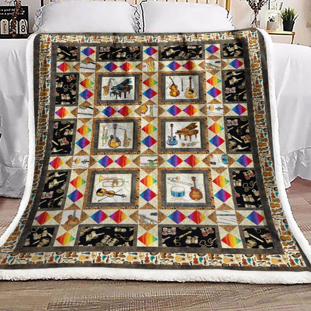 Music Instrument Sherpa Fleece Blanket