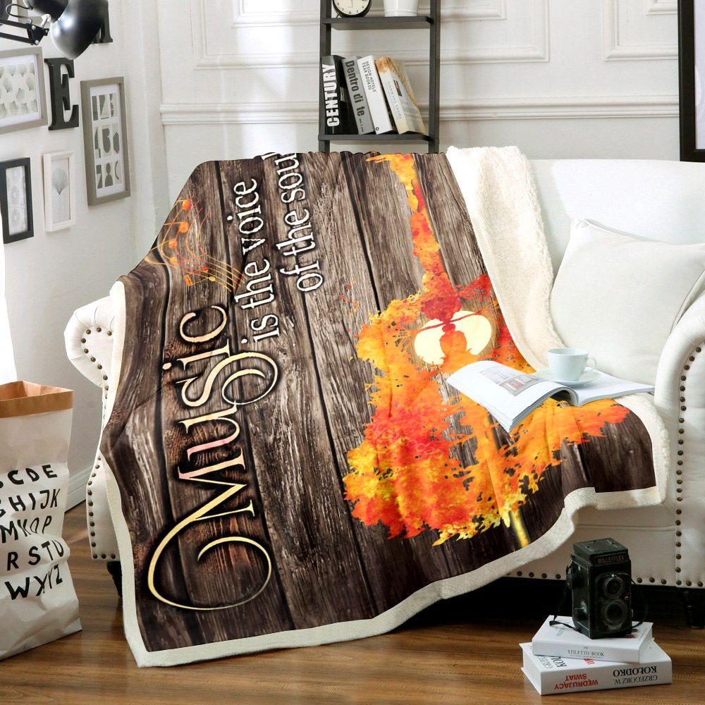 Music Is The Voice Of The Soul Guitar Sherpa Fleece Blanket