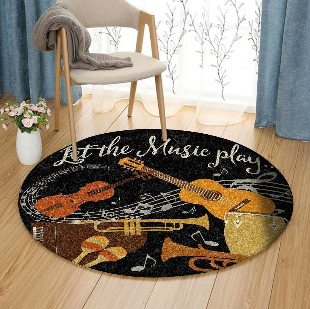 Music Let The Music Play Round Carpet