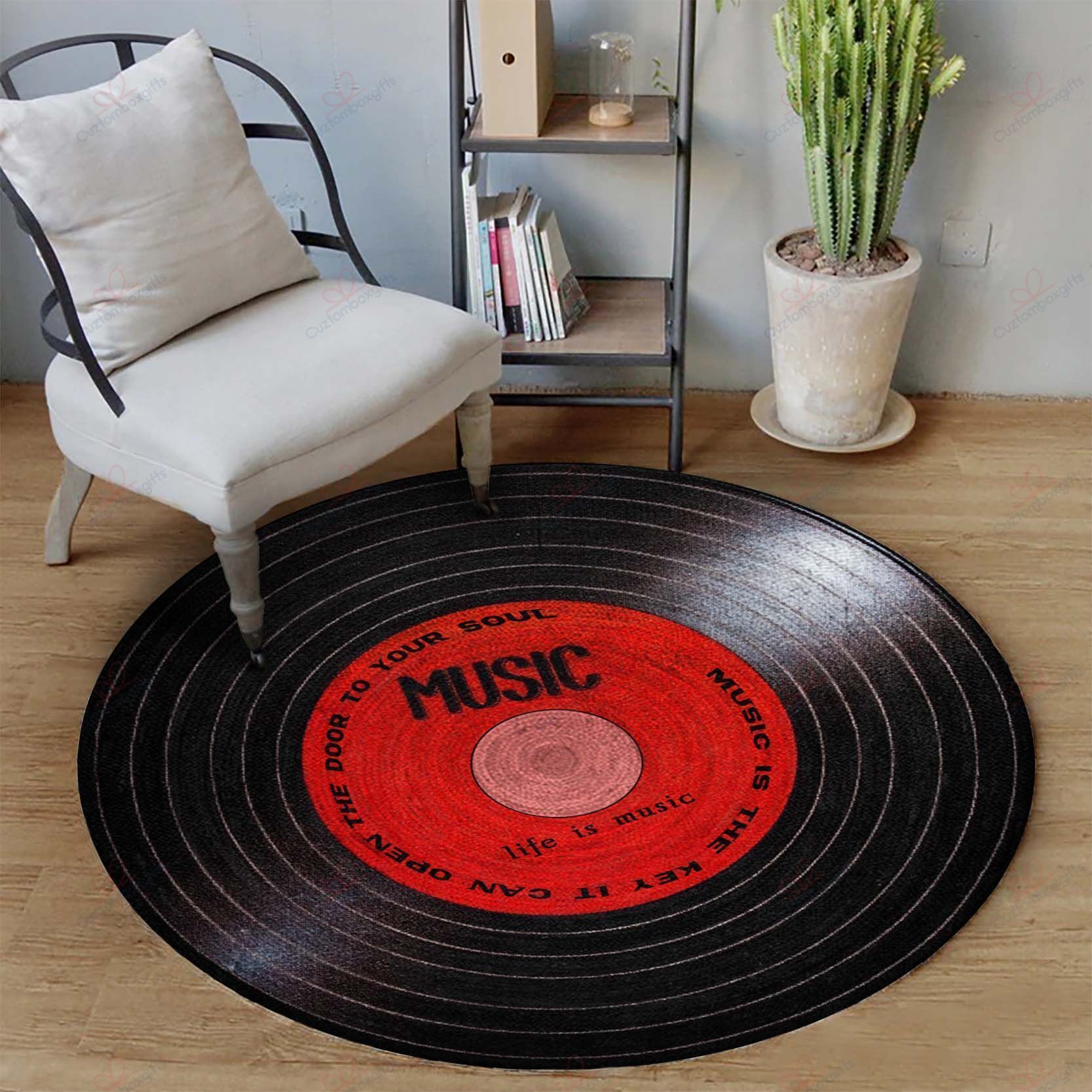 Music Life Is Music Round Carpet
