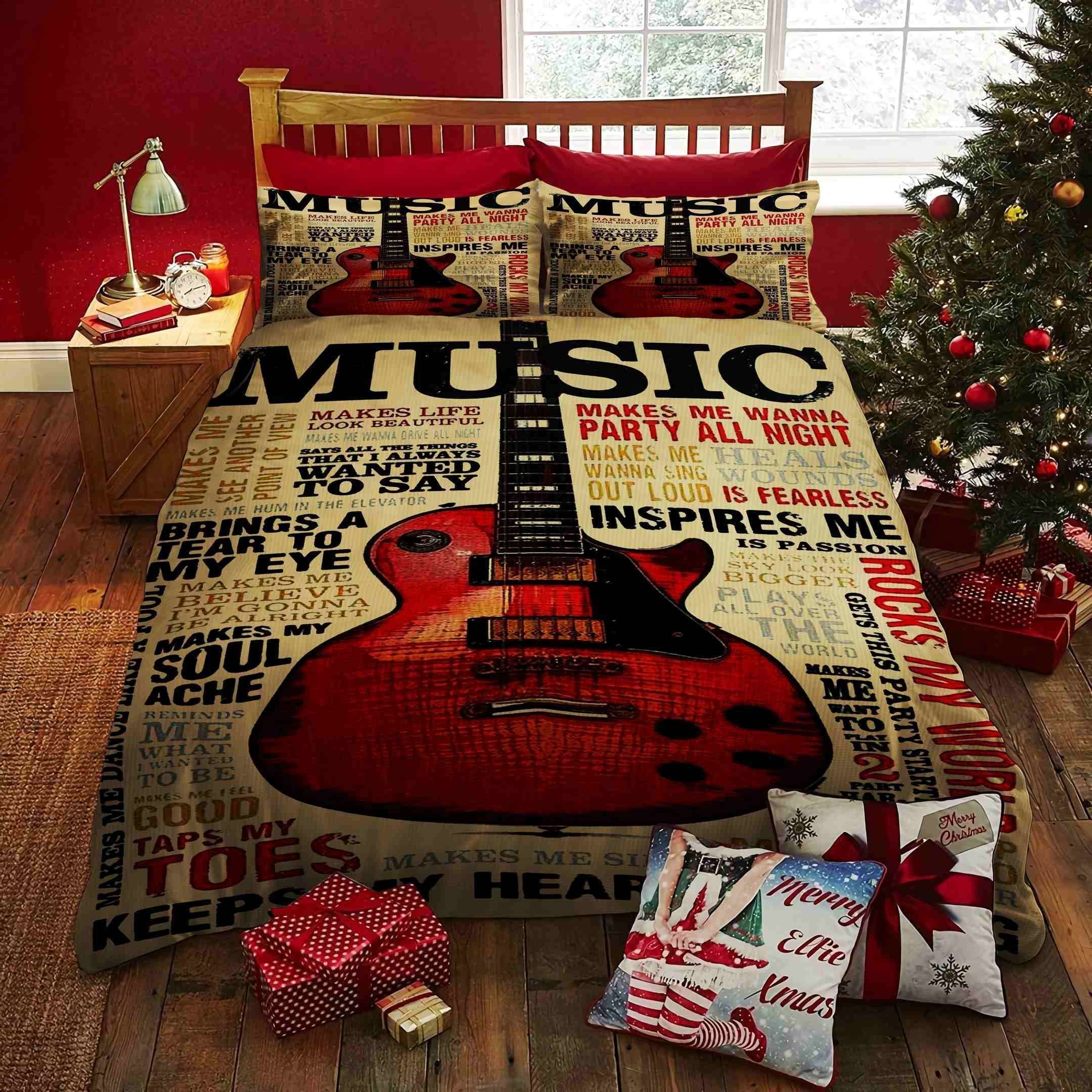 Music Makes My Life Guitar Bedding Set