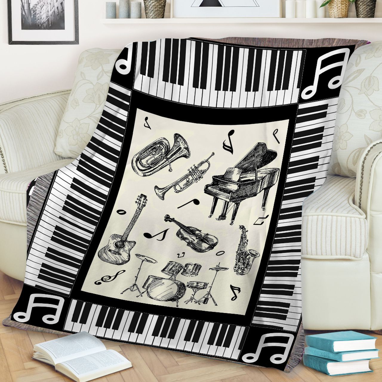 Music Musical Instrument Sherpa Fleece Blanket