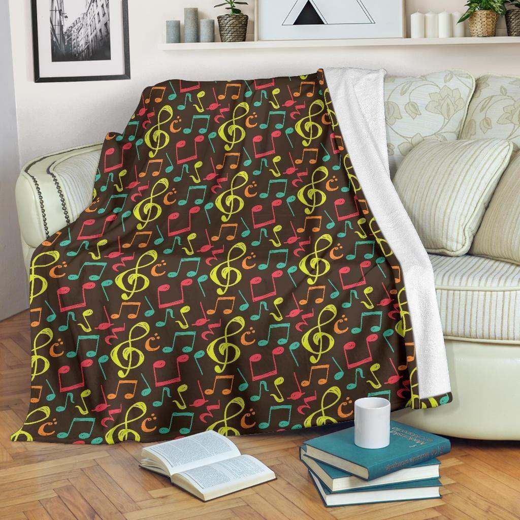 Music Note Colorful Sherpa Fleece Blanket