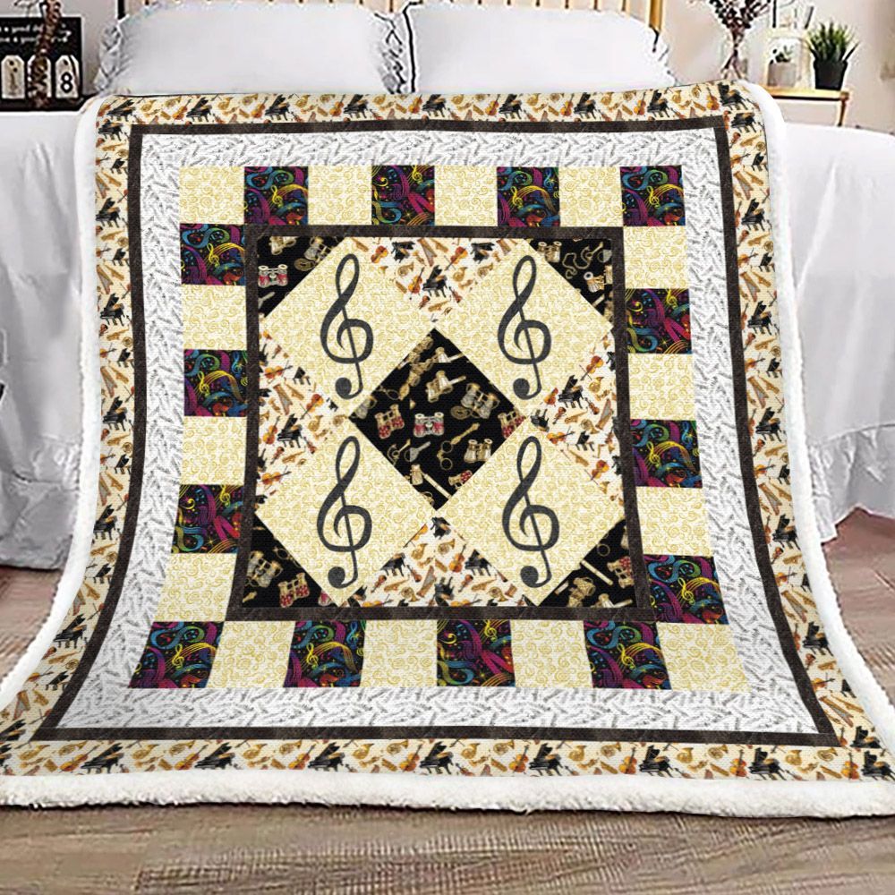 Music Notes Sherpa Fleece Blanket