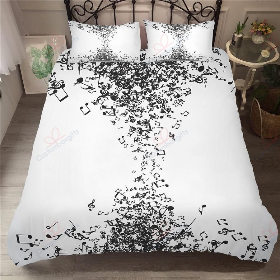 Music Notes White Bedding Set