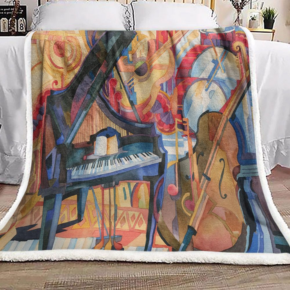 Music Piano Sherpa Fleece Blanket