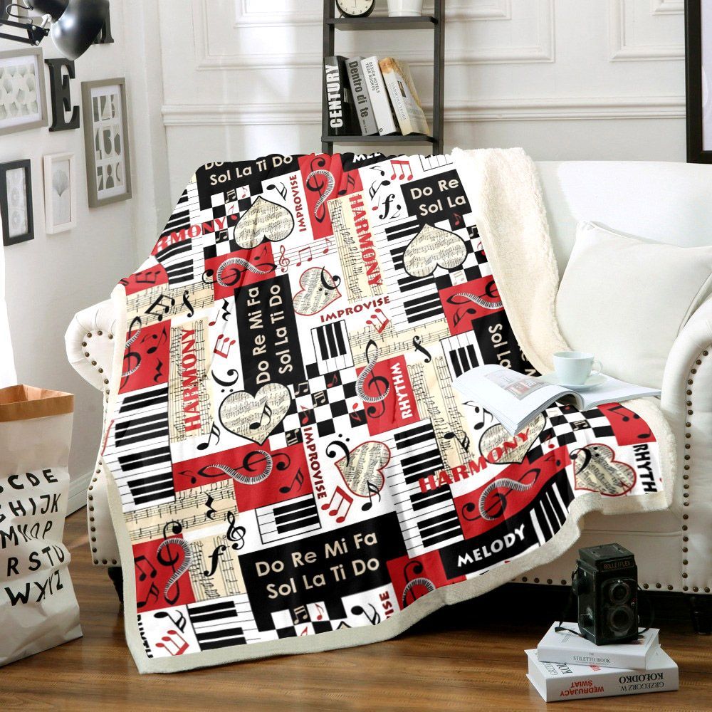 Music Sherpa Fleece Blanket