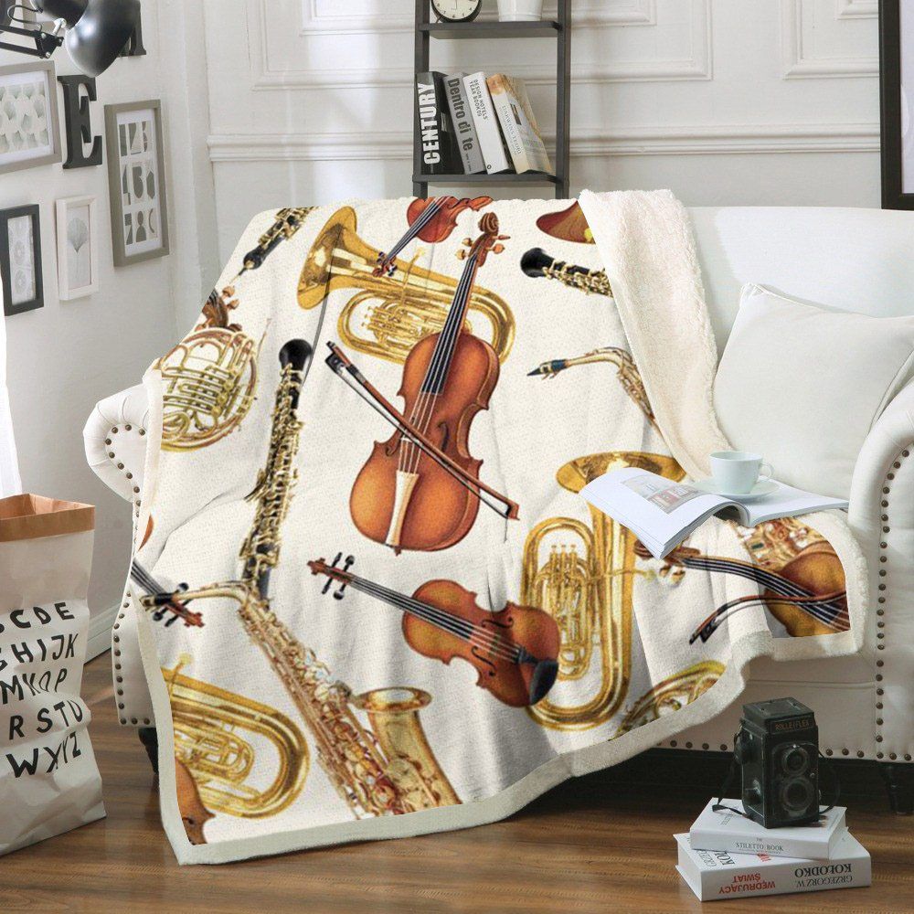 Musical Instrument Sherpa Fleece Blanket