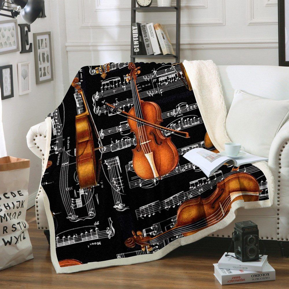 Musical Instrument Sherpa Fleece Blanket