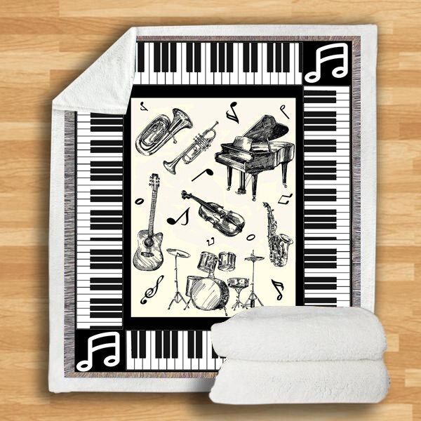 Musical Instrument Sherpa Fleece Blanket