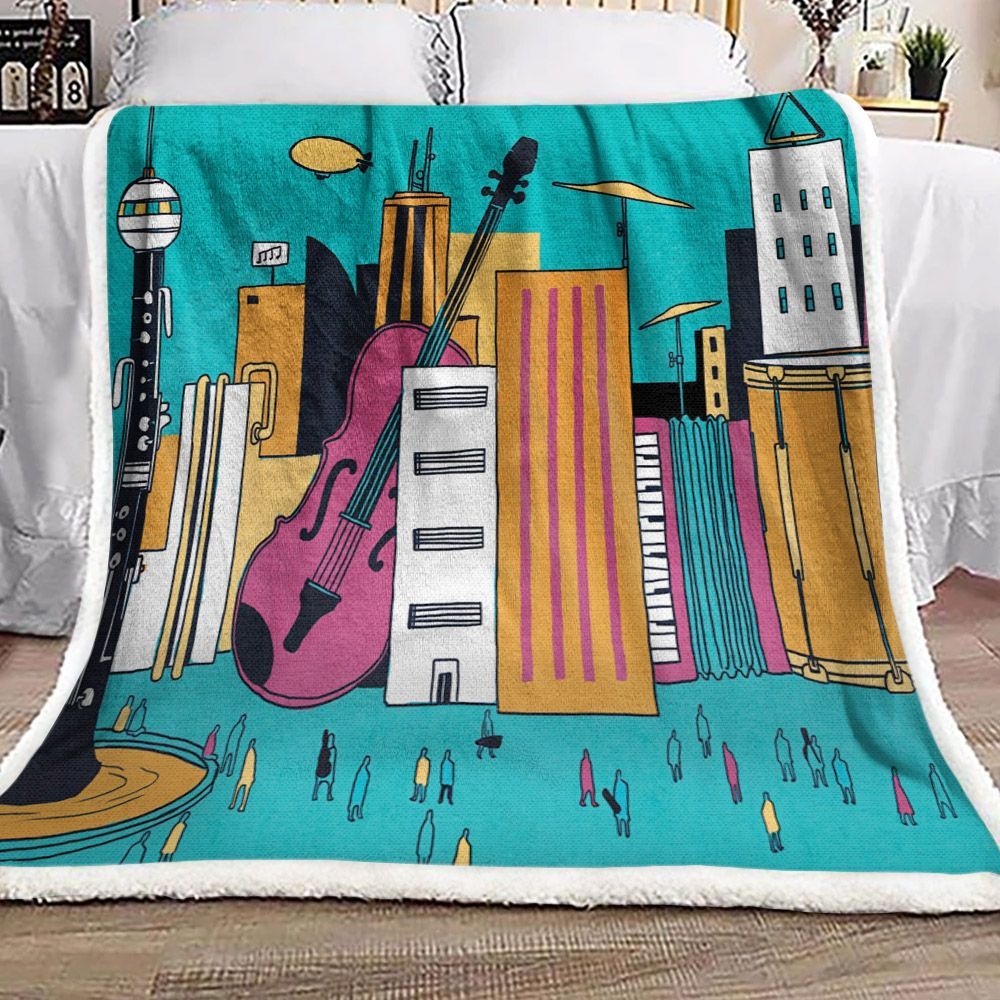 Musical Instrument Sherpa Fleece Blanket