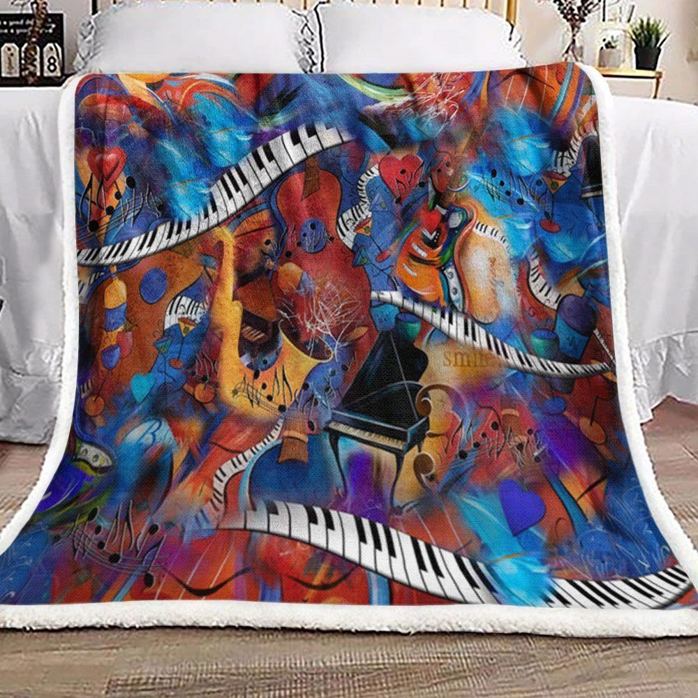 Musical Instrument Sherpa Fleece Blanket