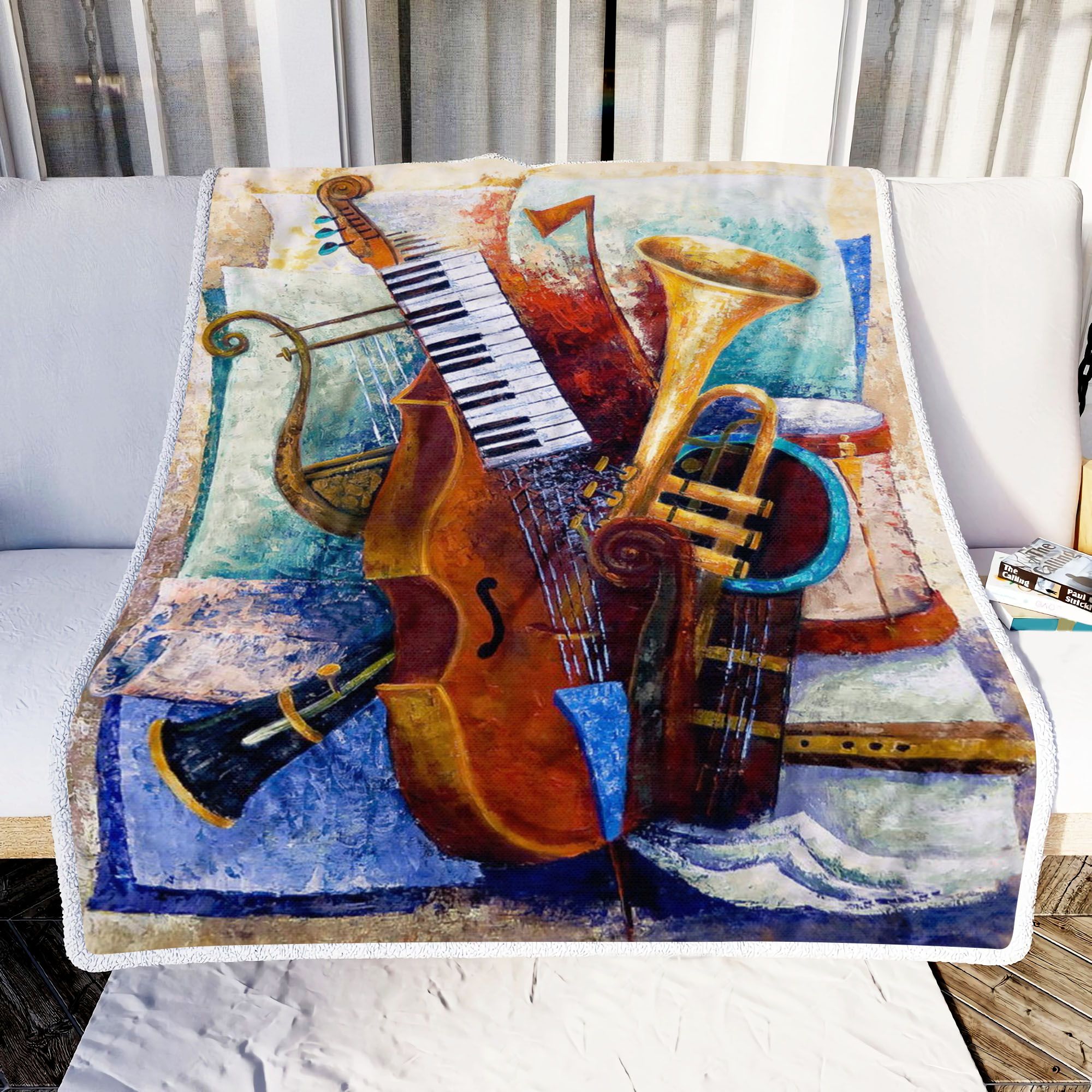 Musical Instrument Painting Fleece Blanket
