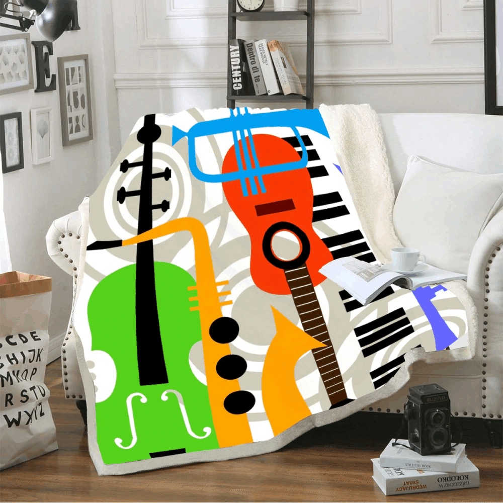 Musical Instruments Sherpa Fleece Blanket