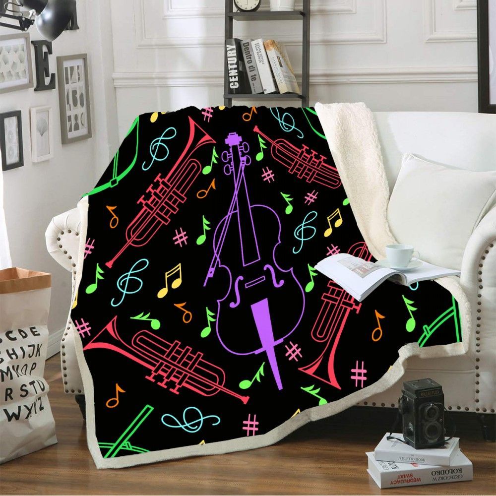 Musical Instruments Sherpa Fleece Blanket