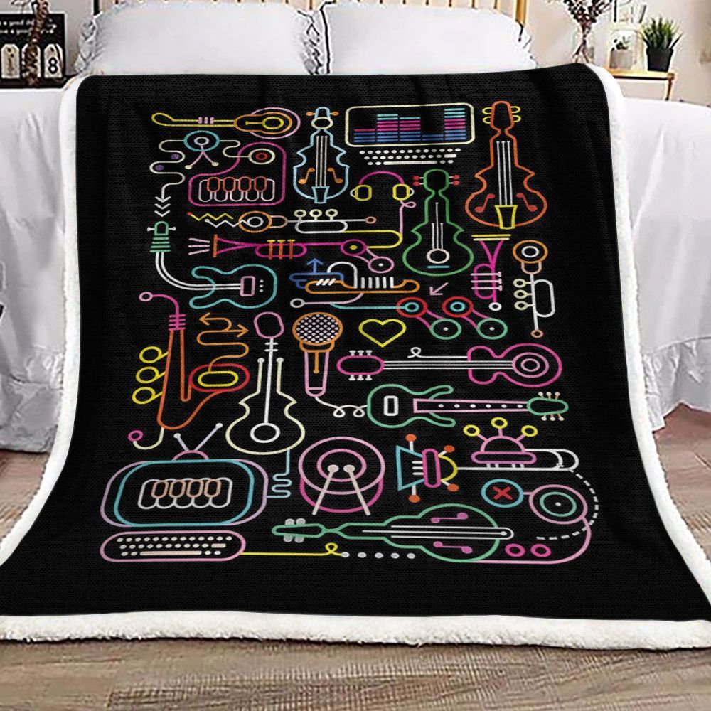Musical Instruments Sherpa Fleece Blanket