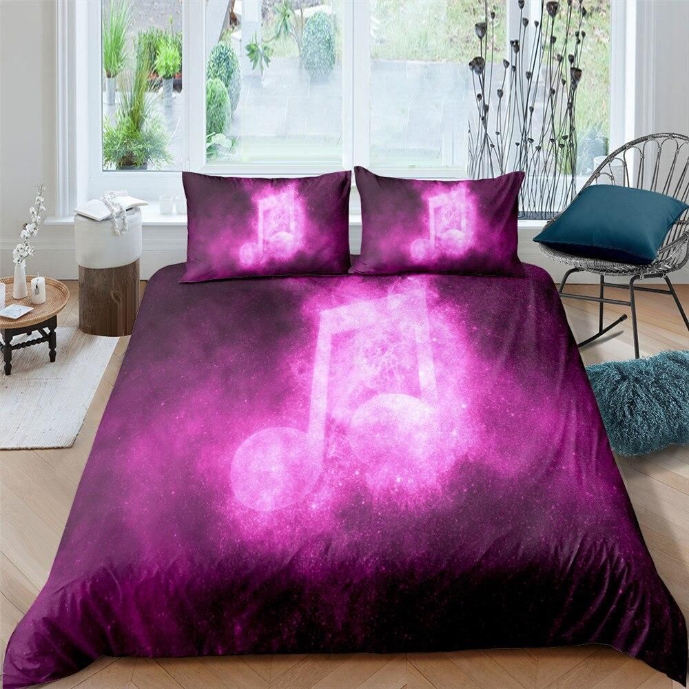 Musical Note Purplish Smoke Bedding Set