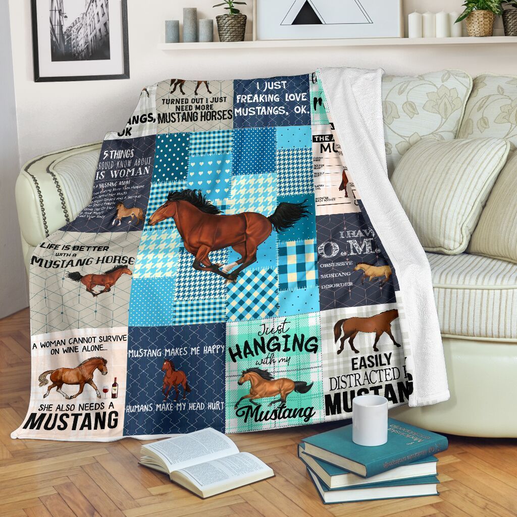 Mustang Horse Sherpa Fleece Blanket