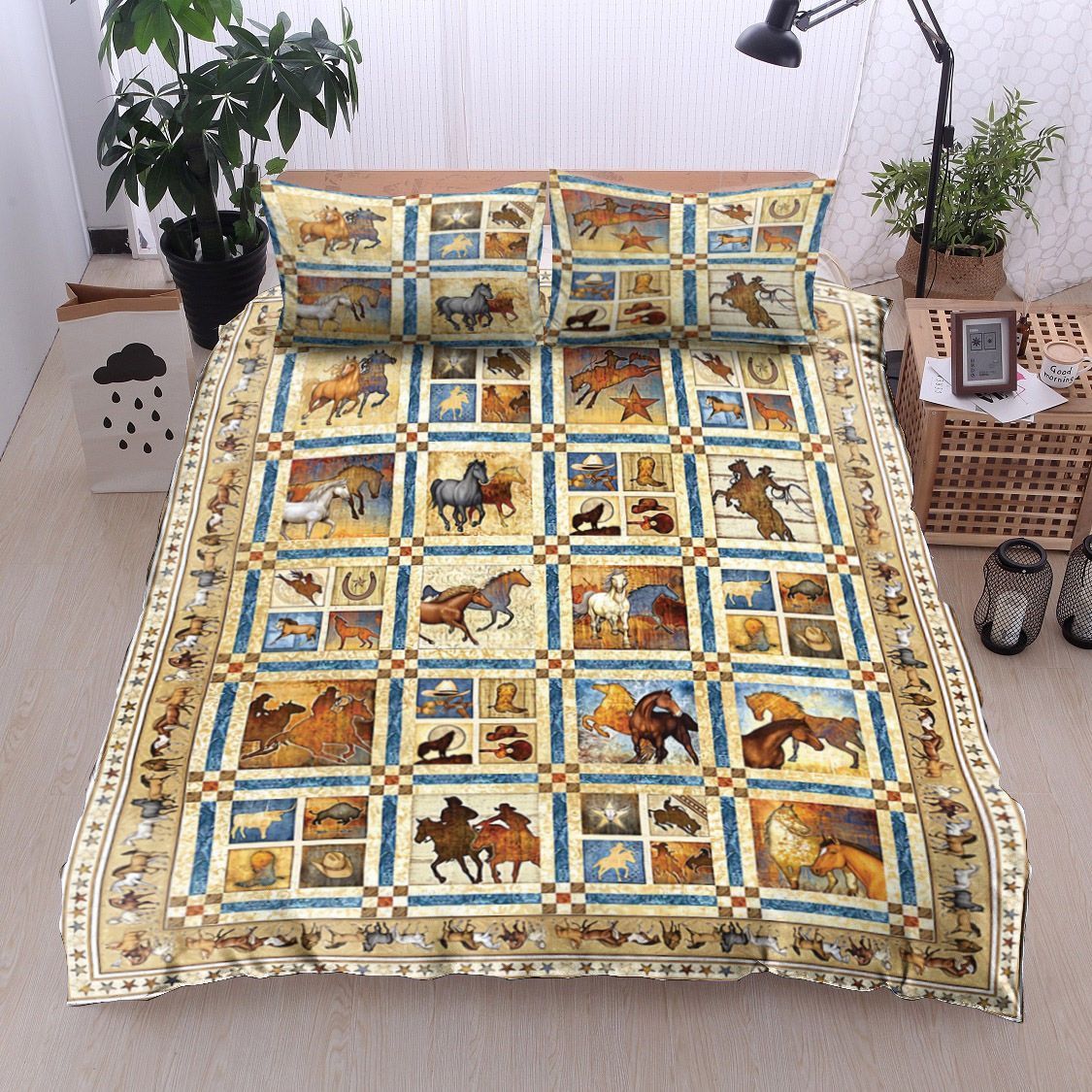 Mustang Sunset Horse Cowboy Bedding Set