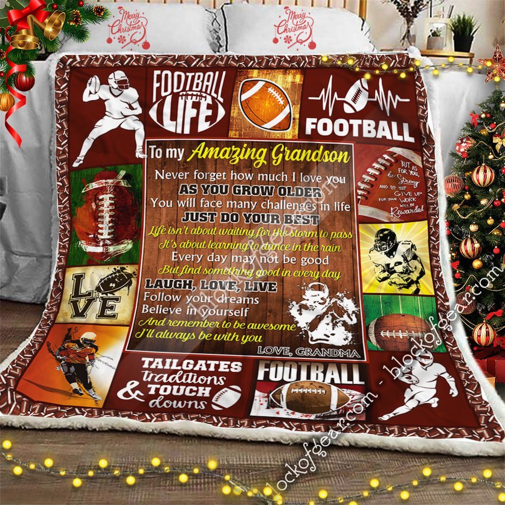 My Amazing Grandson Football Sherpa Fleece Blanket