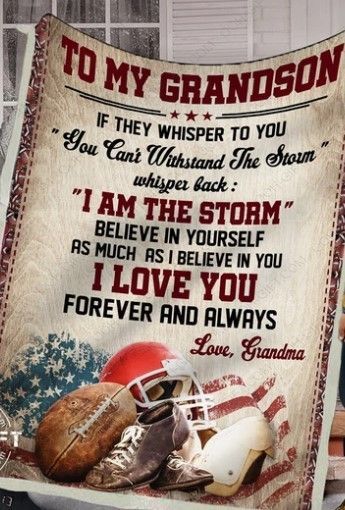 My American Football Grandson Sherpa Fleece Blanket