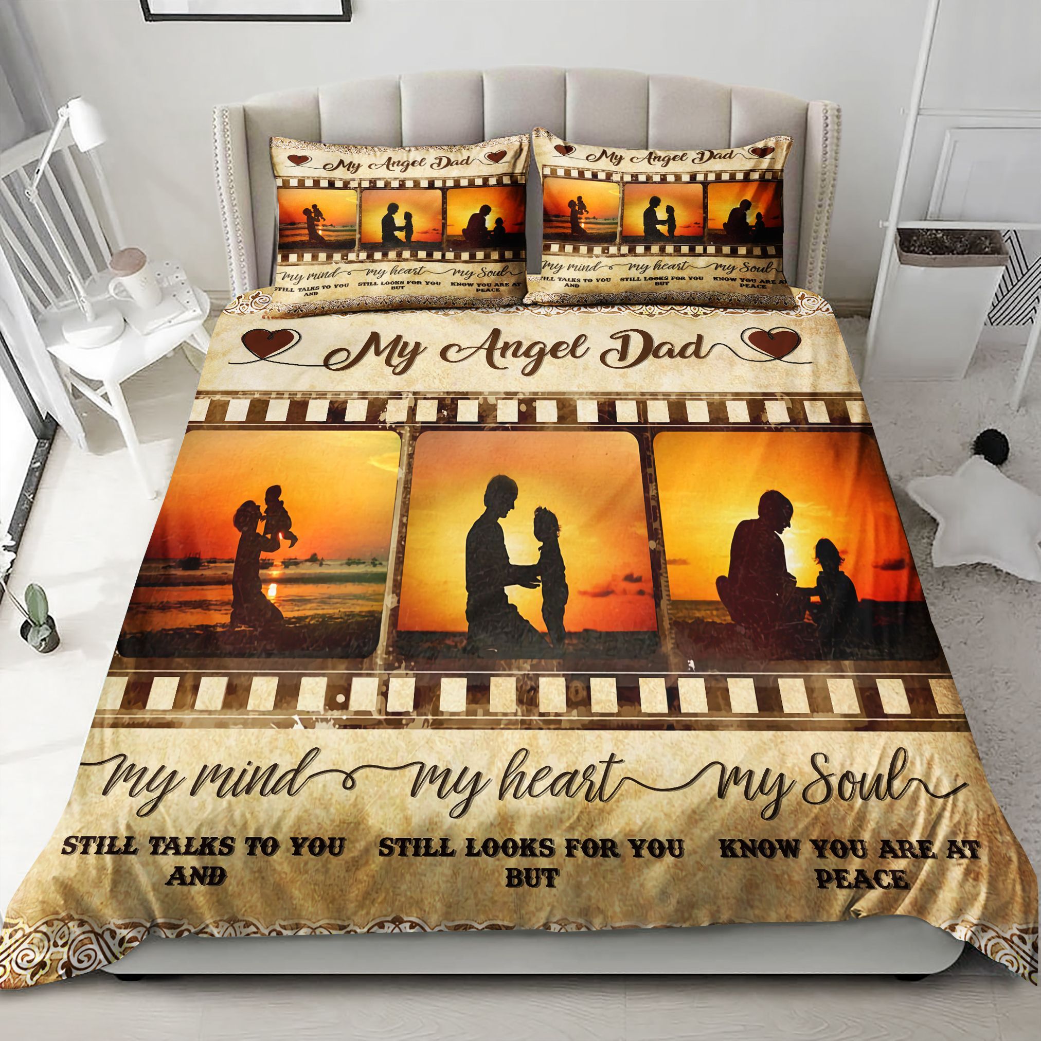 My Angel Dad My Mind My Heart My Soul Love You Bedding Set