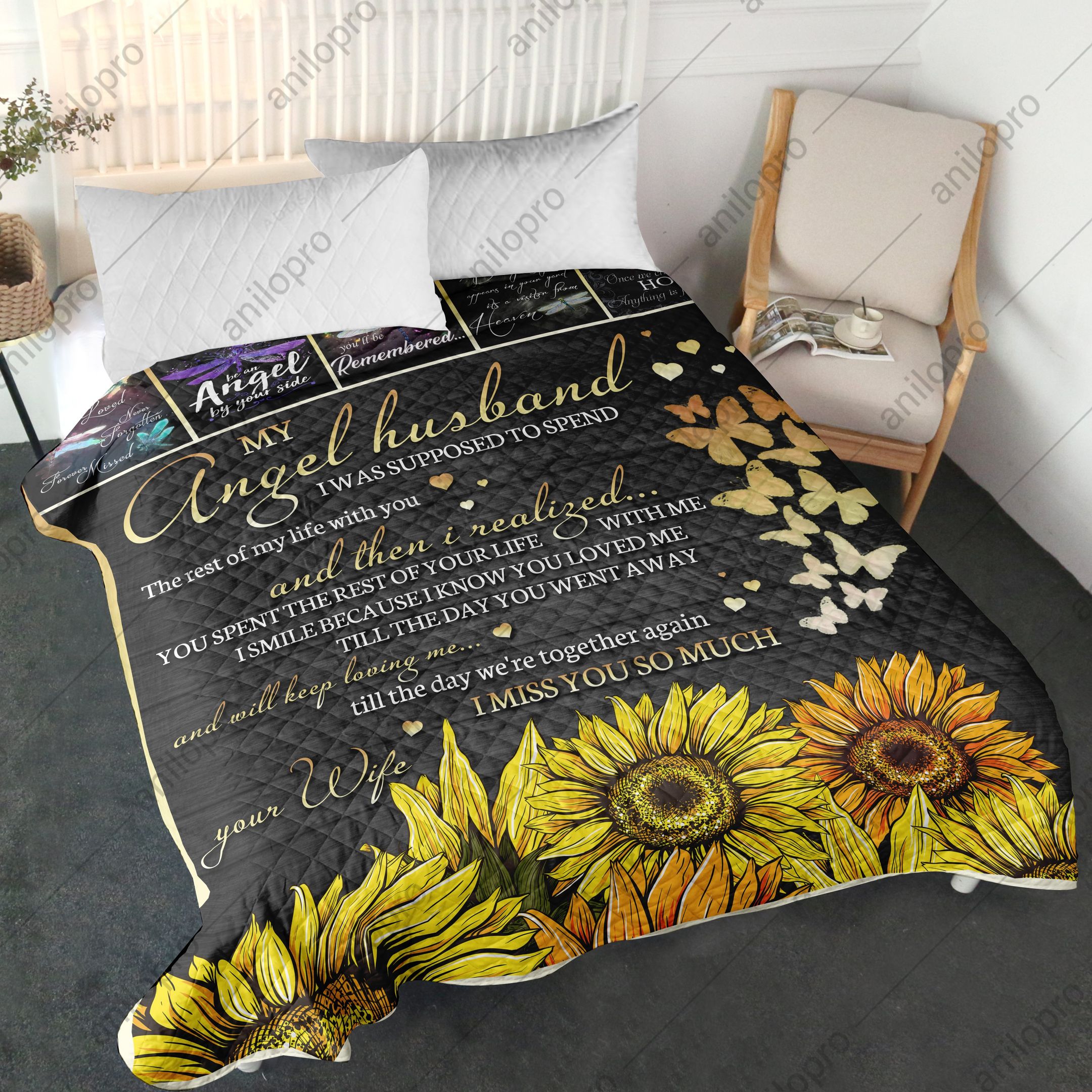 My Angel Husband I Miss You So Much Quilt Blanket DHC040120170TD